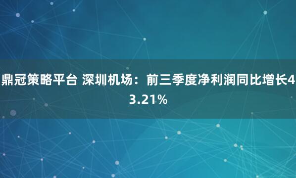 鼎冠策略平台 深圳机场：前三季度净利润同比增长43.21%